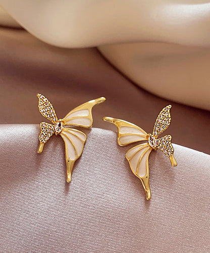 Fashion Gold Copper Alloy Zircon Butterfly Stud EarringsGH1010 Ada Fashion