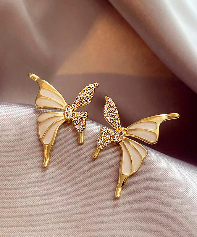 Fashion Gold Copper Alloy Zircon Butterfly Stud EarringsGH1010 Ada Fashion