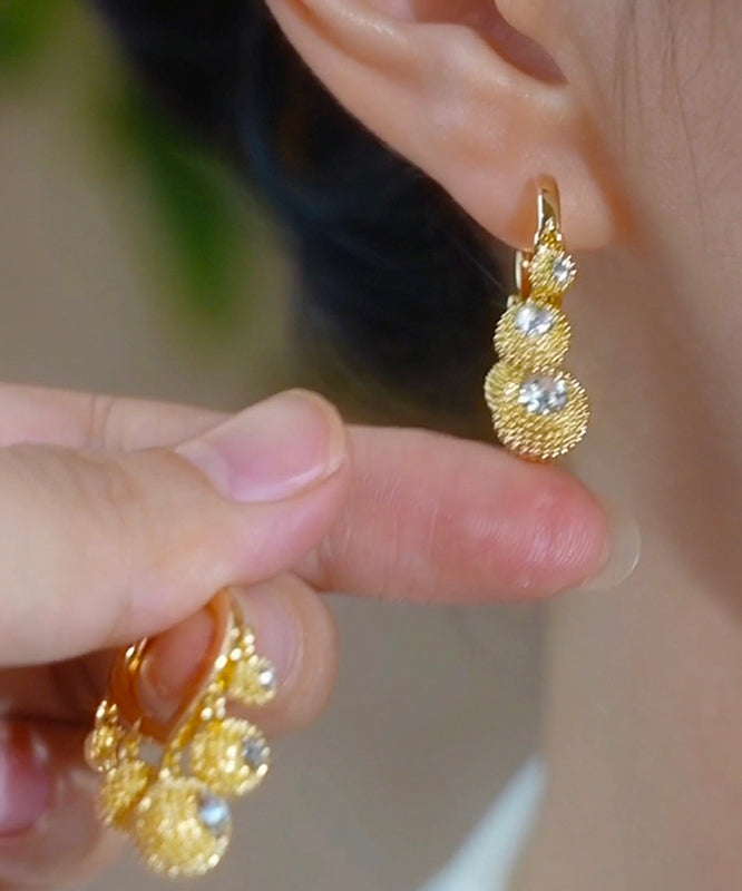 Fashion Gold Copper Alloy Zircon Durian Hoop Earrings EY002 ABC