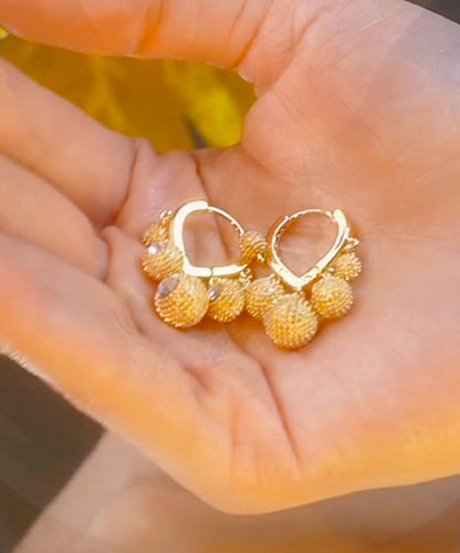 Fashion Gold Copper Alloy Zircon Durian Hoop Earrings EY002 ABC