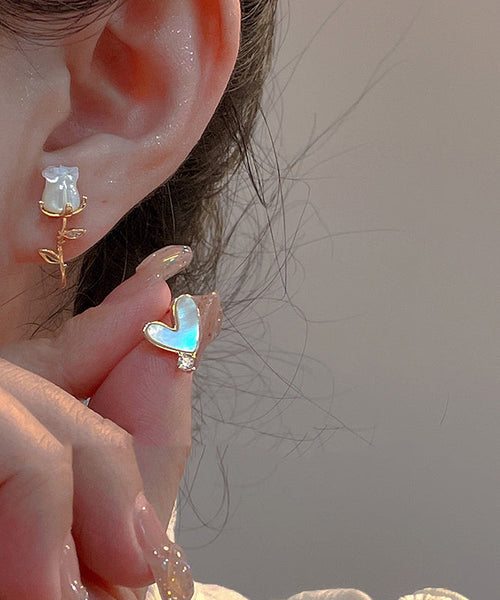 Rose Stud Gold Overgild And Copper Fashion Floral Asymmetrical FashionChic