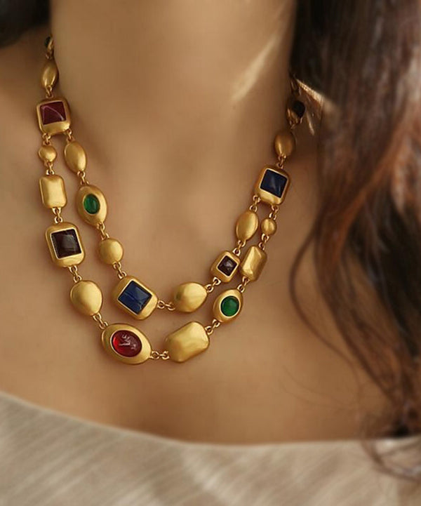 Fashion Gold Copper Overgild Bilayer Coloured Glaze Necklace GH1017 Ada Fashion