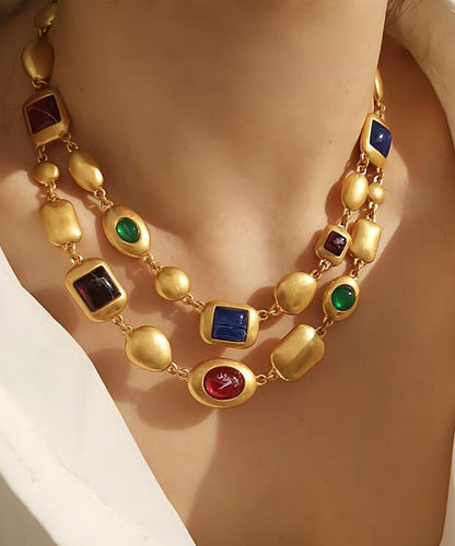 Fashion Gold Copper Overgild Bilayer Coloured Glaze Necklace GH1017 Ada Fashion