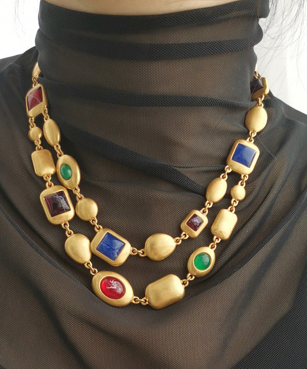 Fashion Gold Copper Overgild Bilayer Coloured Glaze Necklace GH1017 Ada Fashion