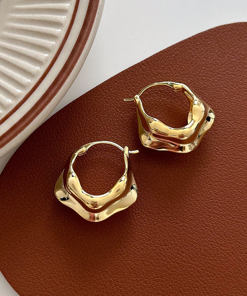 Overgild Gold Earrings Copper Fashion Hoop FashionChic