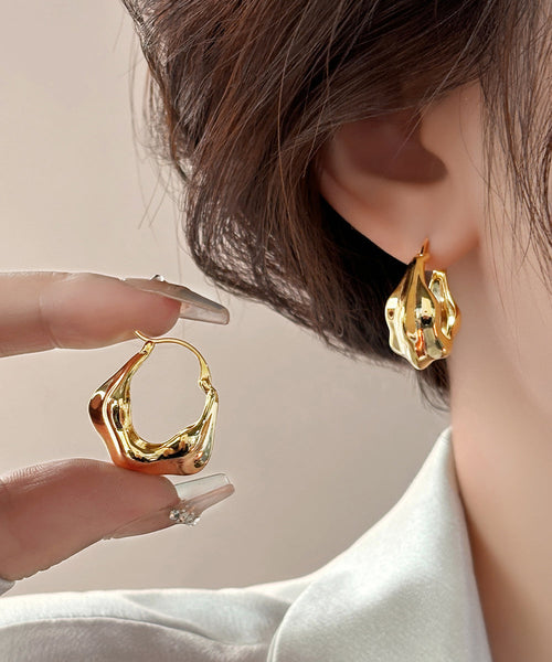 Overgild Gold Earrings Copper Fashion Hoop FashionChic