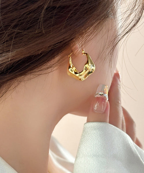 Overgild Gold Earrings Copper Fashion Hoop FashionChic