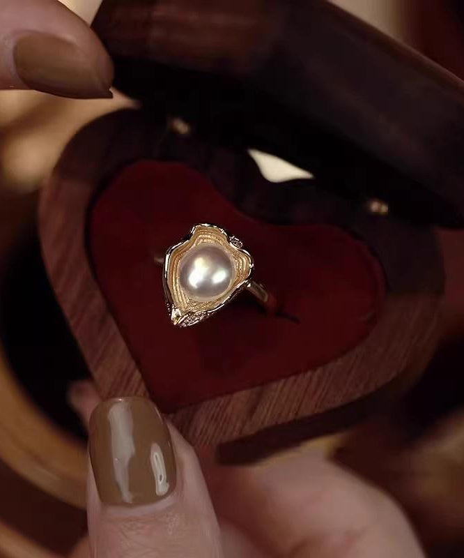 Overgild Gold Fashion Rings Copper Pearl FashionChic