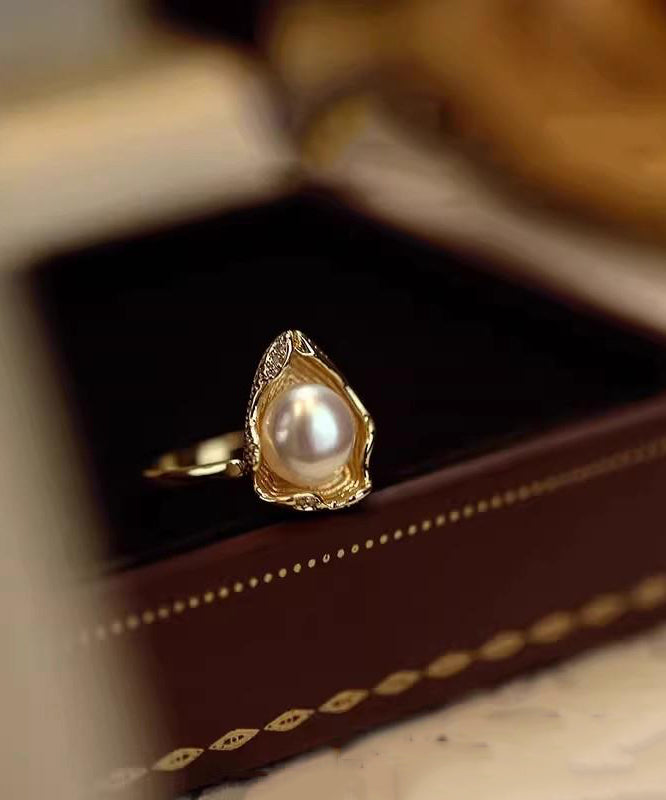 Overgild Gold Fashion Rings Copper Pearl FashionChic