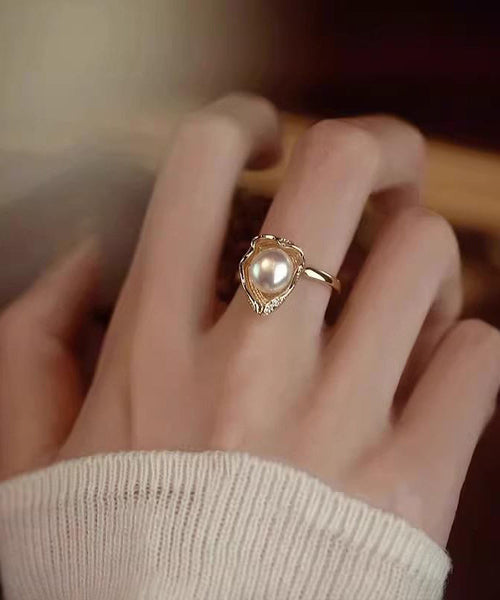 Overgild Gold Fashion Rings Copper Pearl FashionChic