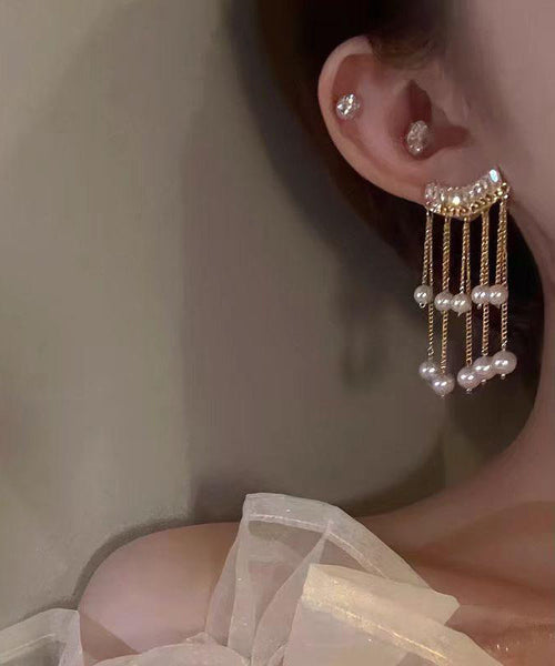 Pearl Gold Drop Copper Earrings Fashion Overgild Tassel FashionChic