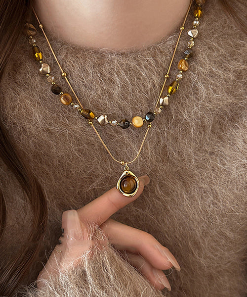 Fashion Copper Tiger Pendant Gold Eye Beading Overgild Stone FashionChic