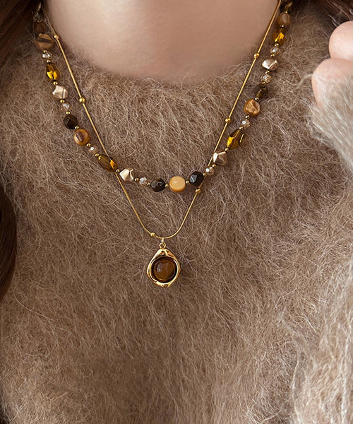 Fashion Copper Tiger Pendant Gold Eye Beading Overgild Stone FashionChic