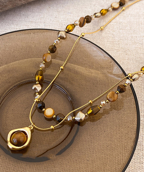 Fashion Copper Tiger Pendant Gold Eye Beading Overgild Stone FashionChic