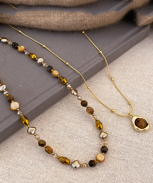 Fashion Copper Tiger Pendant Gold Eye Beading Overgild Stone FashionChic