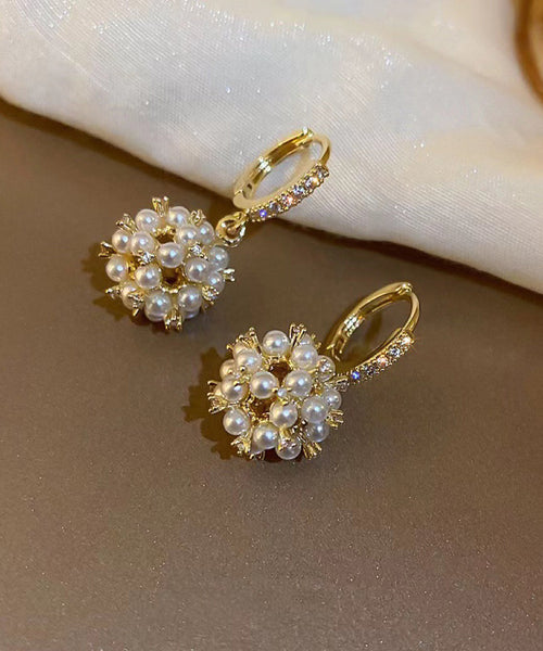 Pearl Gold Overgild Drop Earrings Fashion Zircon Spherical Copper FashionChic