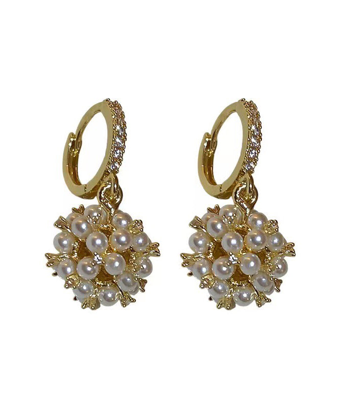 Pearl Gold Overgild Drop Earrings Fashion Zircon Spherical Copper FashionChic