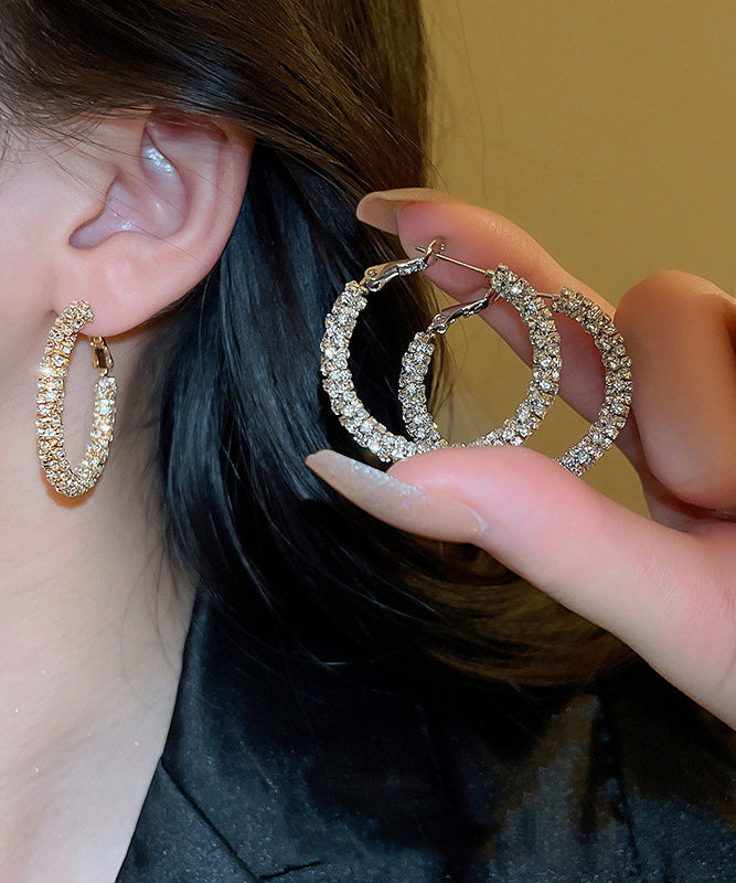 Fashion Gold Copper Zircon Hoop Earrings ZZ023 JEW-EAR240613