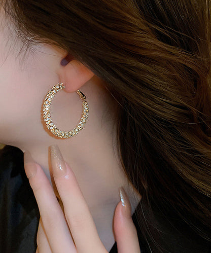 Fashion Gold Copper Zircon Hoop Earrings ZZ023 JEW-EAR240613