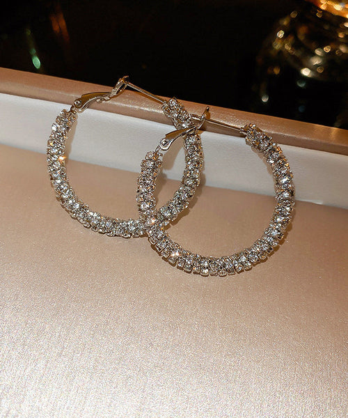 Fashion Gold Copper Zircon Hoop Earrings ZZ023 JEW-EAR240613