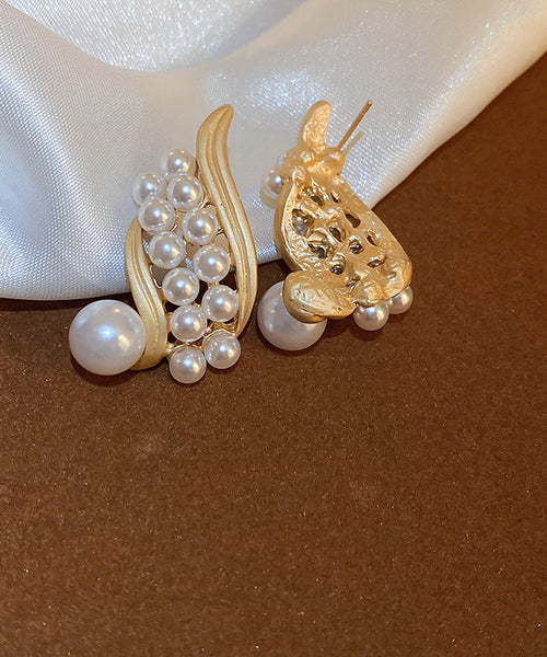 Fashion Gold Sterling Silver Alloy Pearl Hoop Earrings YX023 ABC