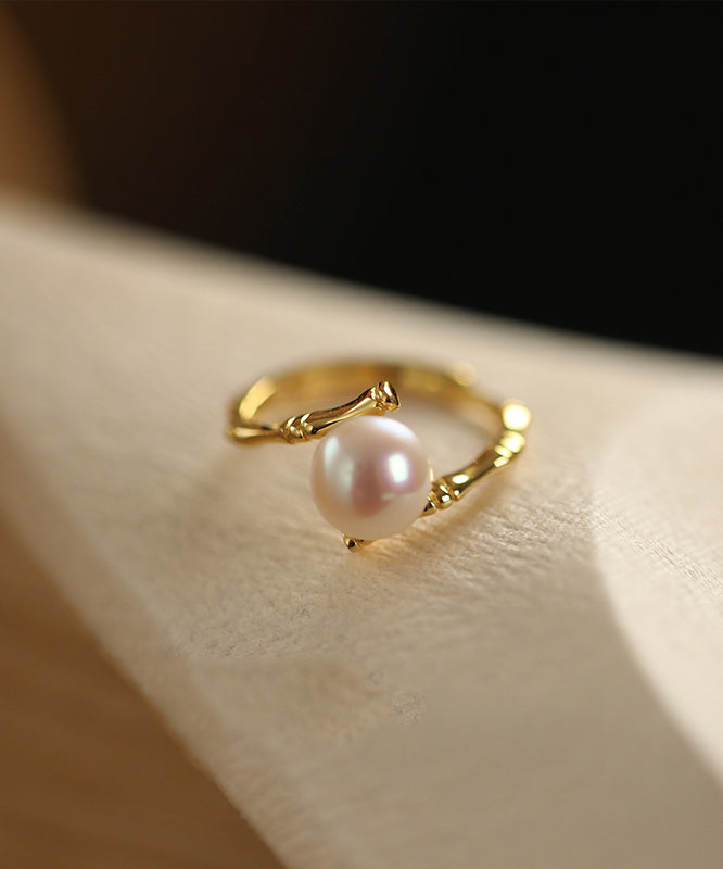 Silver Rings Pearl Open Gold Sterling Fashion Alloy FashionChic