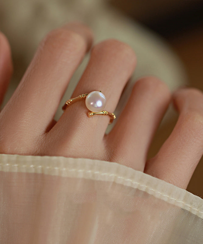 Silver Rings Pearl Open Gold Sterling Fashion Alloy FashionChic