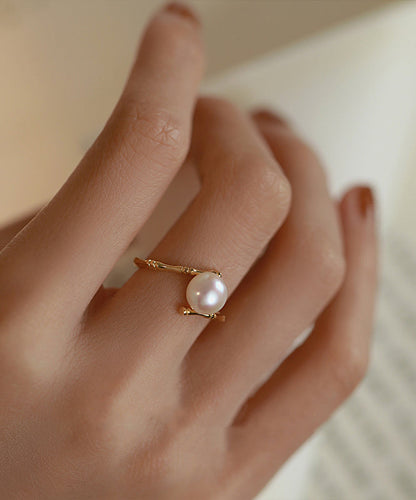 Silver Rings Pearl Open Gold Sterling Fashion Alloy FashionChic