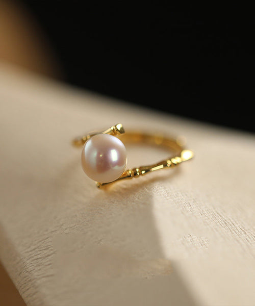 Silver Rings Pearl Open Gold Sterling Fashion Alloy FashionChic