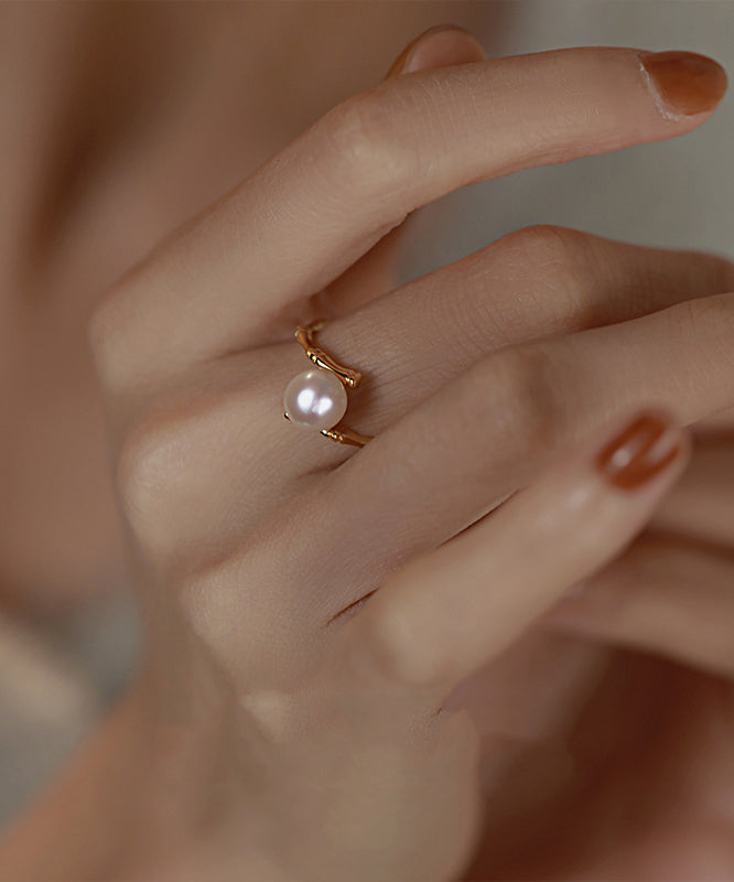 Silver Rings Pearl Open Gold Sterling Fashion Alloy FashionChic