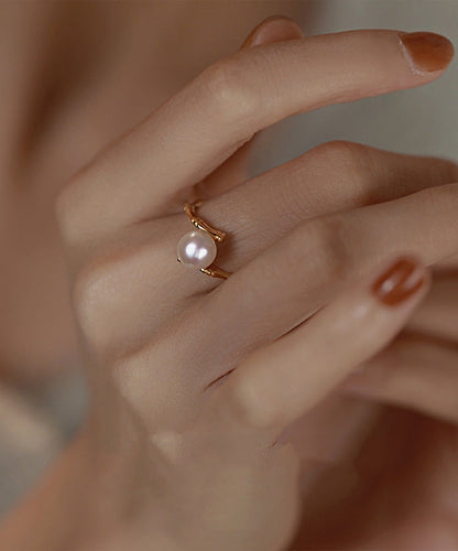 Silver Rings Pearl Open Gold Sterling Fashion Alloy FashionChic