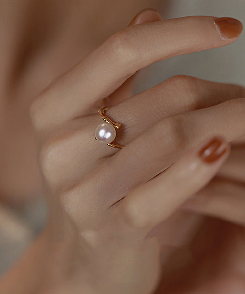 Silver Rings Pearl Open Gold Sterling Fashion Alloy FashionChic