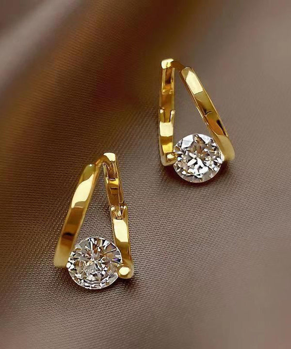 Fashion Gold Sterling Silver Alloy Zircon Hoop Earrings KX1056 Ada Fashion