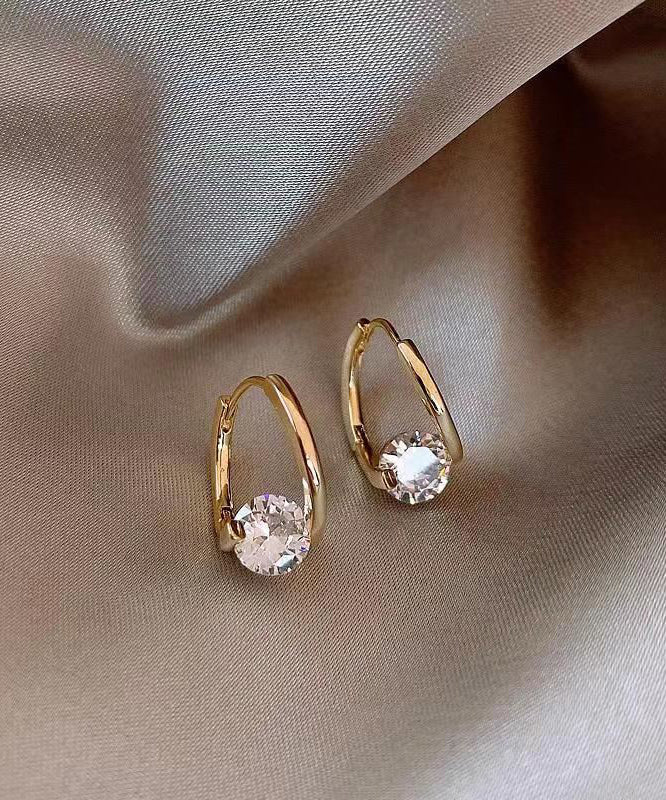 Fashion Gold Sterling Silver Alloy Zircon Hoop Earrings KX1056 Ada Fashion