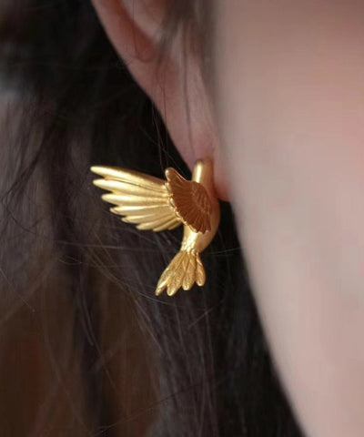 Stud Fashion Bird Flying Gold Earrings Overgild Sterling Silver FashionChic