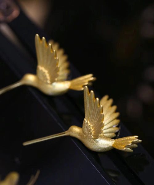 Stud Fashion Bird Flying Gold Earrings Overgild Sterling Silver FashionChic
