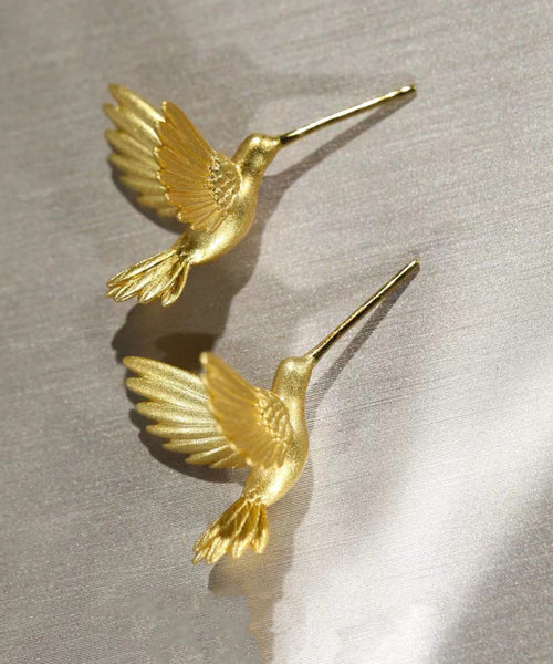 Stud Fashion Bird Flying Gold Earrings Overgild Sterling Silver FashionChic