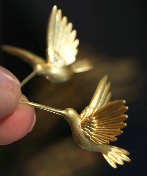 Stud Fashion Bird Flying Gold Earrings Overgild Sterling Silver FashionChic