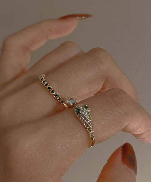 Fashion Gem Silver Stone Rings Sterling Zircon Overgild Gold Open FashionChic
