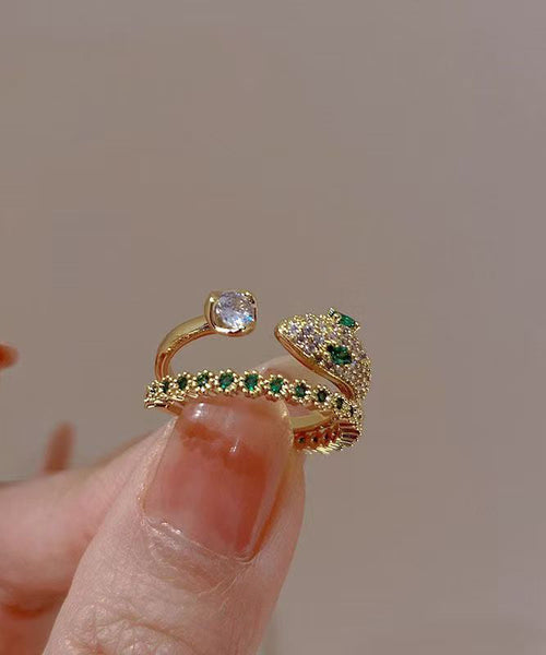 Fashion Gem Silver Stone Rings Sterling Zircon Overgild Gold Open FashionChic