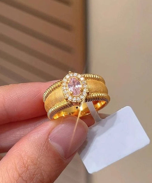 Open Sterling Gold Overgild Silver Fashion Zircon Rings FashionChic