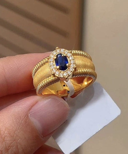 Open Sterling Gold Overgild Silver Fashion Zircon Rings FashionChic
