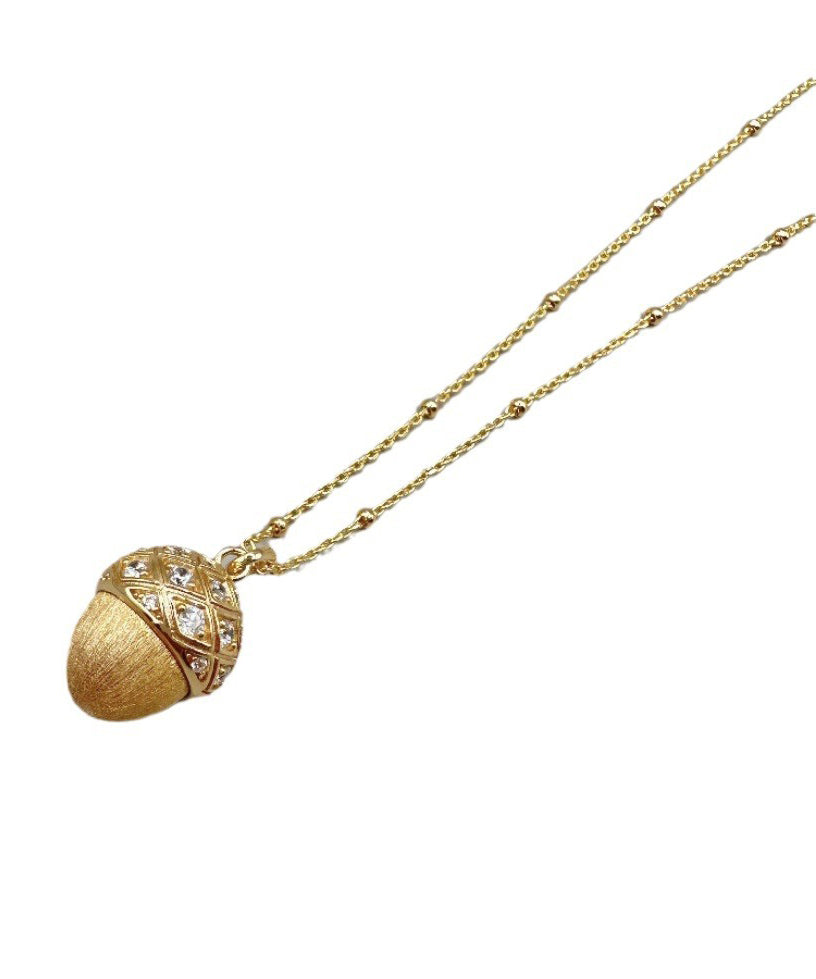 Fashion Gold Sterling Silver Overgild Zircon Pinecone Pendant Necklace QI078 JEW-NLC240928