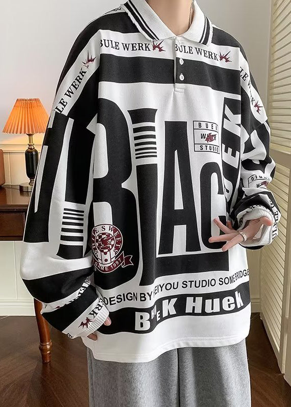 Fashion Green Peter Pan Collar Cotton Men Graphic Polo Shirts Fall WJ003 MENPT241119