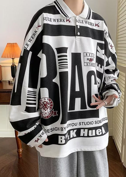 Fashion Green Peter Pan Collar Cotton Men Graphic Polo Shirts Fall WJ003 MENPT241119