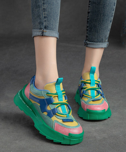 Fashion Green Suede Splicing Platform Loafers For Women JJ018 Shoe-PDX240609