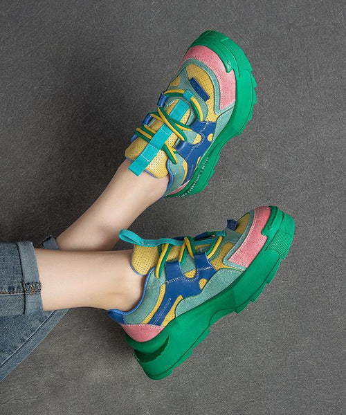 Fashion Green Suede Splicing Platform Loafers For Women JJ018 Shoe-PDX240609