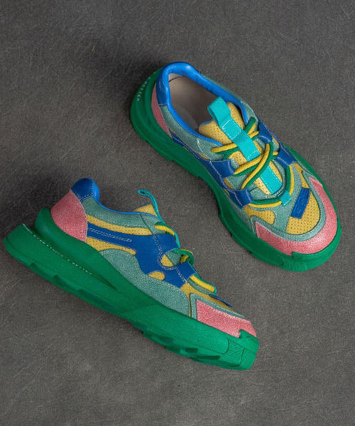 Fashion Green Suede Splicing Platform Loafers For Women JJ018 Shoe-PDX240609