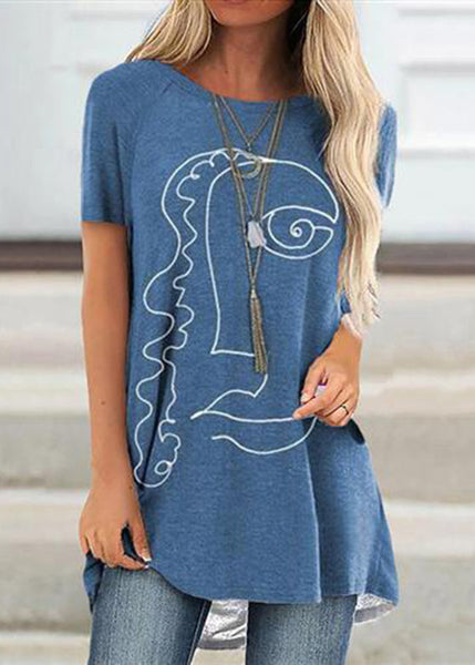 Fashion Grey Comfortable Print Short Sleeve Top GH1042 Ada Fashion