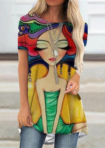 Fashion Grey Comfortable Print Short Sleeve Top GH1042 Ada Fashion